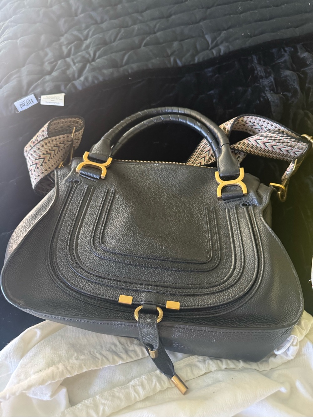 Chloe Medium Leather Shoulder Bag in Black